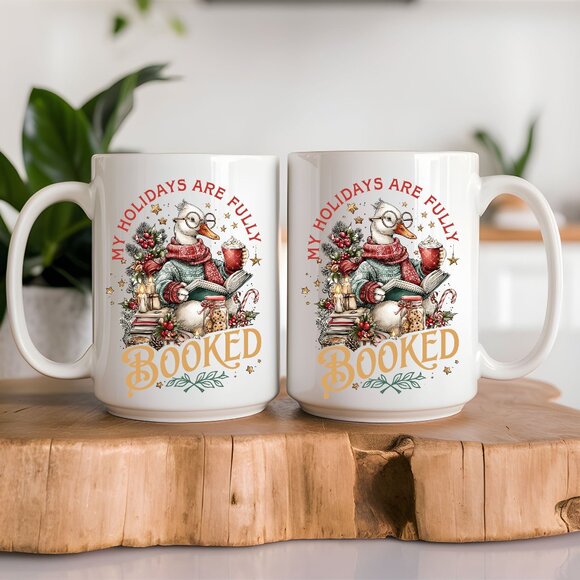 Holiday Christmas Latte Mug, Librarian Gift Cup - Picture 1 of 3